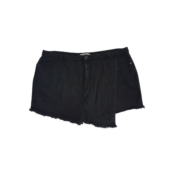 Asymmetrical Black Denim Skort With Frayed Hem & Pockets By Highway Jeans 24. - Picture 1 of 8